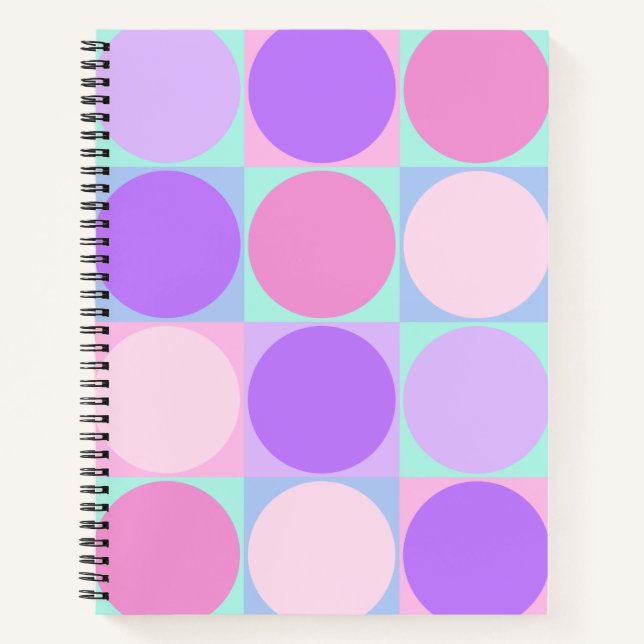 Pastellfarbene Lila rosa Aqua Geometrische Circle  Notizbuch (Vorderseite)