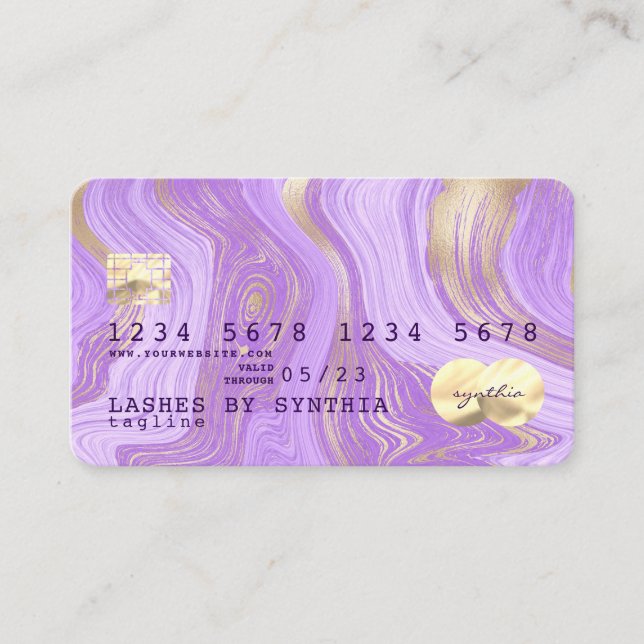 Pastellfarbene lila violette Lavendel-Marmor Kredi Visitenkarte (Vorderseite)
