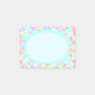 Pastellfarbene mehrfarbige Ballons auf Hellblau Post-it Klebezettel