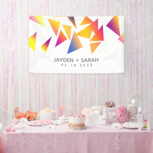 Pastellfarbene mehrfarbige Konfetti Weiße Hochzeit Banner