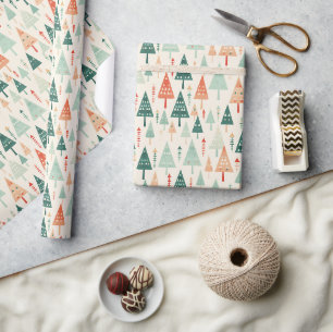 Pastellfarbene moderne geometrische Weihnachtswald Geschenkpapier