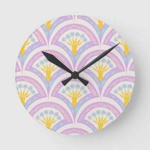 Pastellfarbene Muschel Muster Runde Wanduhr