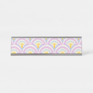 Pastellfarbene Muschel Muster Schreibtischnamensplakette