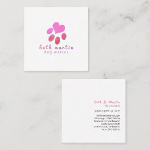 Pastellfarbene, Niedliche, rosa Aquarellfarben Quadratische Visitenkarte