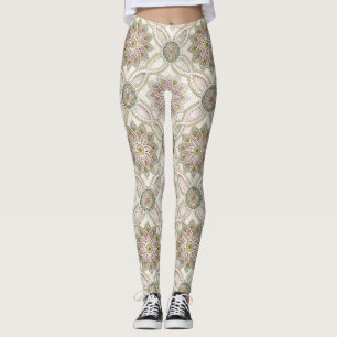 Pastellfarbene Opaleszente Blumenmosaik - Mandala Leggings