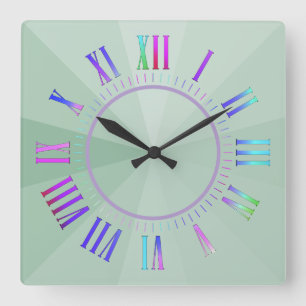 Pastellfarbene römische Stunde, Minute-Zeichen auf Quadratische Wanduhr