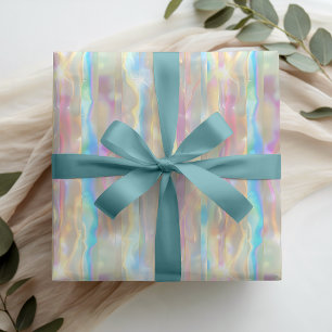 Pastellfarbene schimmernde irisierende Streifenmus Geschenkpapier