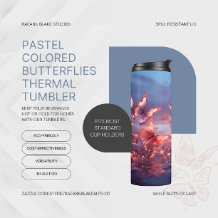 Pastellfarbene Schmetterlinge Thermotasse Thermosbecher
