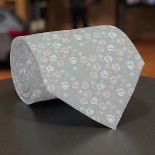 Pastellfarbene stilisierte Rosen elegante Salbeigr Krawatte