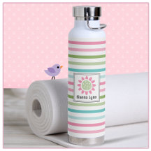 Pastellfarbene Streifen Blumen Monogramm
