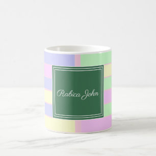 Pastellfarbene Streifen mit personalisiertem Namen Kaffeetasse