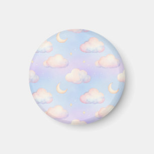 Pastellfarbene träumerische Wolken-Halbmond-Muster Magnet