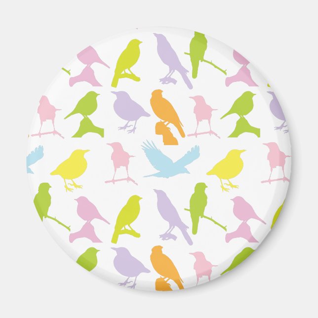 Pastellfarbene Varietät des Vogelmusters Magnet (Vorne)