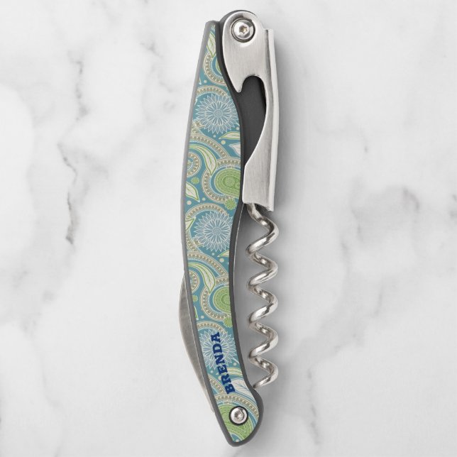 Pastellfarbene vintage-blumen-paisley-muster kellnermesser (Rückseite)