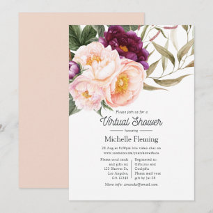 Pastellfarbene virtuelle Babyparty mit Blumen Einladung