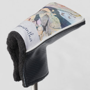 Pastellfarbene Vögel und Schmetterlinge Personalis Golf Headcover