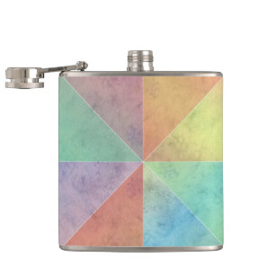Pastellfarbene Wasserfarben Dreiecke Geometrische Flachmann