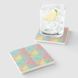 Pastellfarbene Wasserfarben Dreiecke Geometrische Steinuntersetzer