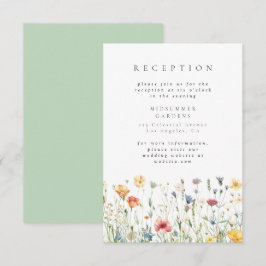 Pastellfarbene Wildblumen-Hochzeitsempfangs-Einlag Begleitkarte