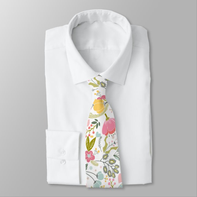 Pastellfarbene Wildblumen SommerWiesenmuster Krawatte (Gebunden)