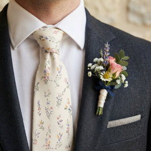 Pastellfarbene Wildblumengarten-Hochzeit Krawatte