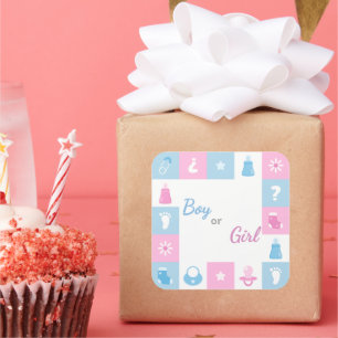 Pastellfarbene winzige Icons Baby-Partys & Geschle Quadratischer Aufkleber