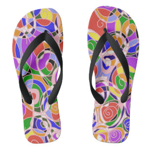 Pastellfarbene wirbelnde abstrakte Muster Flip Flops