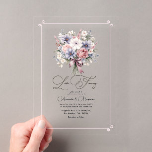 Pastellfarbener Blumenstrauß Romantische Liebe Fan Acryleinladungen