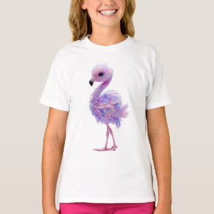 Pastellfarbener flauschiger Flamingo-Küken-Kinder T-Shirt