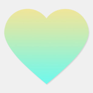 Pastellfarbener Gradient-Hintergrund Türkis Gelb Herz-Aufkleber