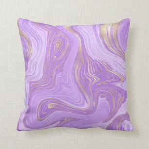 Pastellfarbener Lila Marmor mit goldfarbenem Lavat Kissen