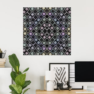 Pastellfarbener Mosaik-Mandala mit silbernem Gitte Poster