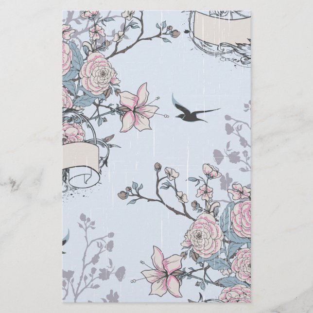 pastellfarbenes Shabby Chic Briefpapier (Vorderseite)