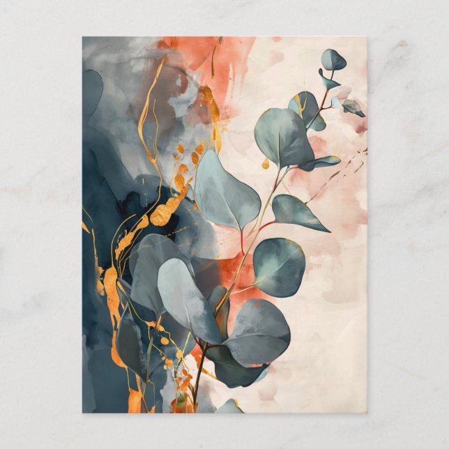 Pastellfarbenes Wasser - Illustration von Blätter Postkarte (Vorderseite)