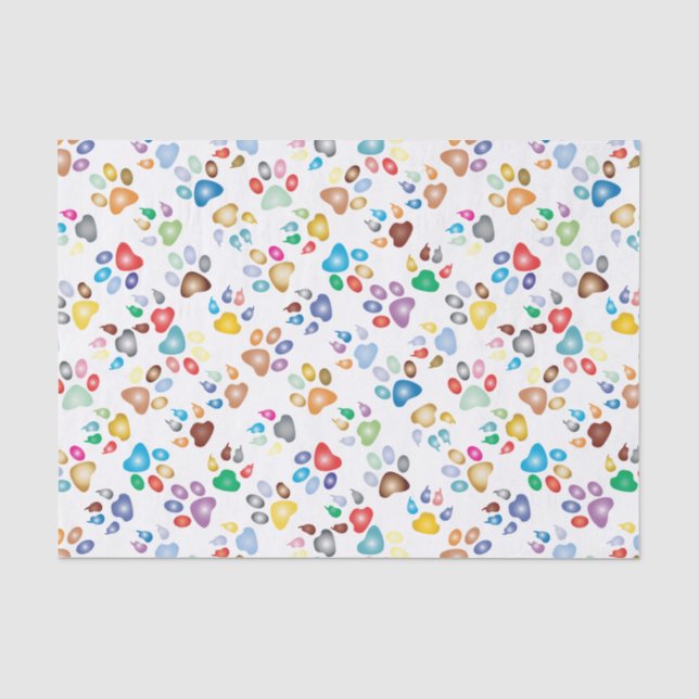 Pastellfarbhund und Katze Pawprints Seidenpapier (Vorderseite)
