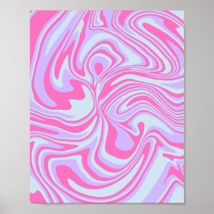 Pastellfarbwellen in Rosa, Lavendel und Hellblau Poster