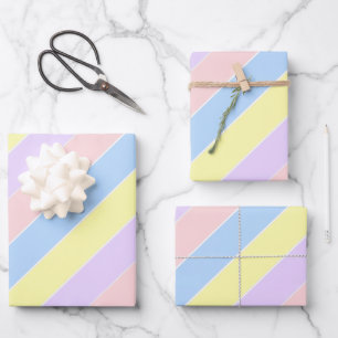 Pastellfeder-Streifen Geschenkpapier Set