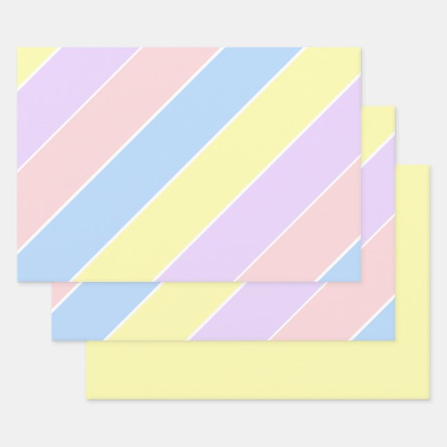 Pastellfeder-Streifen Geschenkpapier Set (Set)