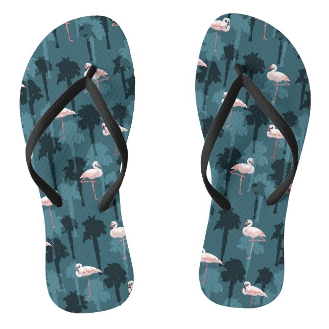 Pastellflamingos auf aquamarinem flip flops (Fußbett)