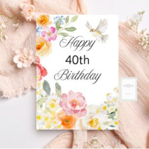 Pastellfloral Geburtstagsflatterkarte Karte