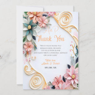 Pastellflorale Hochzeit anpassen Papier-Keilrahmen Dankeskarte
