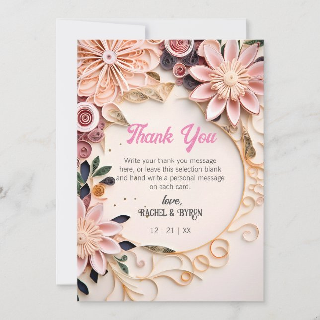 Pastellflorale Rahmen zum Hochzeitskleben von kund Dankeskarte (Vorderseite)