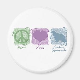 Pastellfrieden, Liebe und Cockerspaniel-Spaniels Magnet
