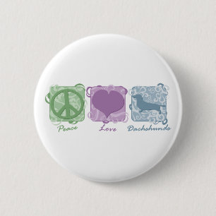 Pastellfrieden, Liebe und Dackeln Button