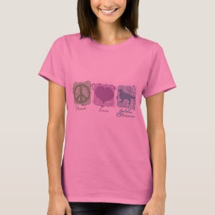 Pastellfrieden, Liebe und goldene Retriever T-Shirt
