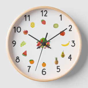 “Pastellfrucht-Küchenuhr – Dekorative Wanduhr