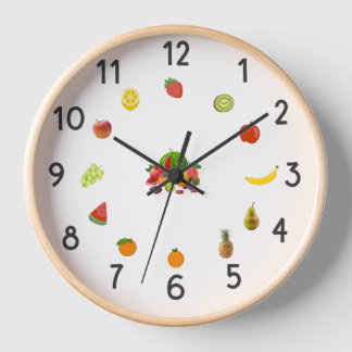 “Pastellfrucht-Küchenuhr – Dekorative Wanduhr