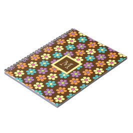 Pastellgänseblümchen-Muster auf Brown mit Notizblock