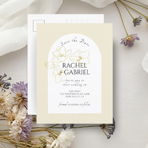Pastellgelb Boho Arch Gold Floral Wedding Postkarte