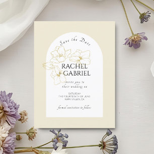 Pastellgelb   Boho Arch Gold Floral Wedding Save The Date